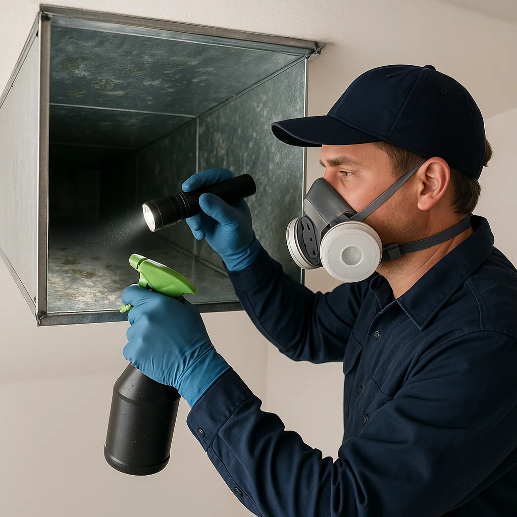 Technician from Rosenberg TX Air Ducts Cleaning restoring airflow and home comfort through professional duct cleaning and lint removal.