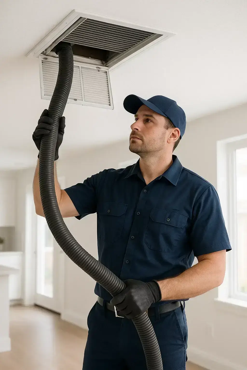 Rosenberg TX Air Ducts Cleaning technician performing professional air duct inspection