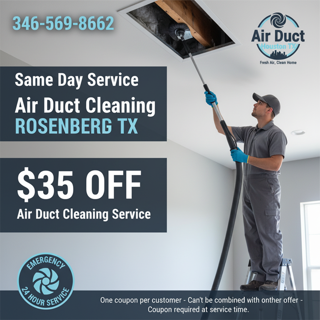   $35 off Off air duct cleaning coupon from Rosenberg TX Air Ducts Cleaning   for professional home vent service